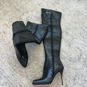 New without Box Gianbvito Rossi Black Over the Knee Boots